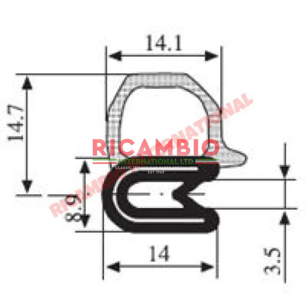 Rubber Door Seal (1x metre) - Classic Fiat 500 600 124 126 127 plus others - Door Seals & Associated Parts