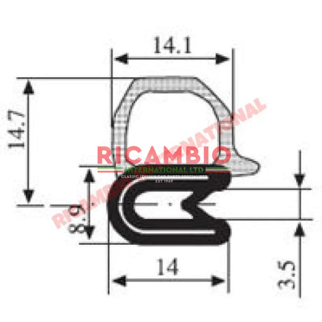 Rubber Door Seal (1x metre) - Classic Fiat 500 600 124 126 127 plus others - Door Seals & Associated Parts