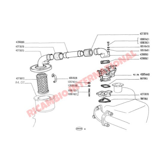 Rubber Hose to Air Filter Housing - Classic Fiat 500 - Fuel System