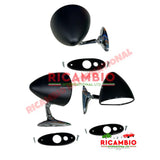 Sebring Black & Chrome Mirror (Bolt On) - Classic Fiat 500,126,600,850,900,124,125,127,128,131 Lancia Fulvia PLUS MANY
