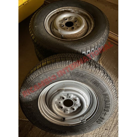Second Hand Set of 4 Original Steel Wheels & Tyres - Fiat 850 - Fiat 850 Wheels - Tyres - Tubes and Associated Parts