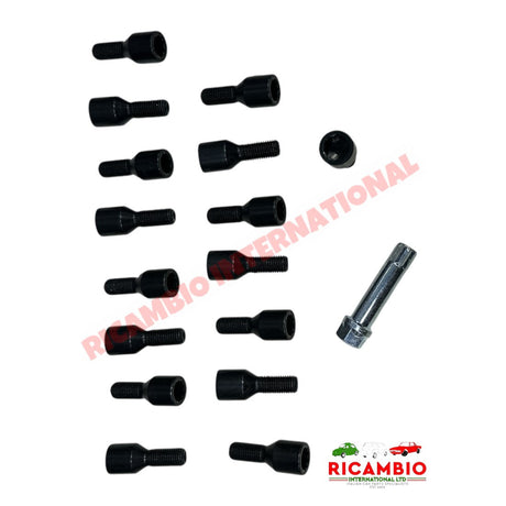 Set of 16 Wheel Bolts (Black) - Classic Fiat 500 126 - wheel bolt