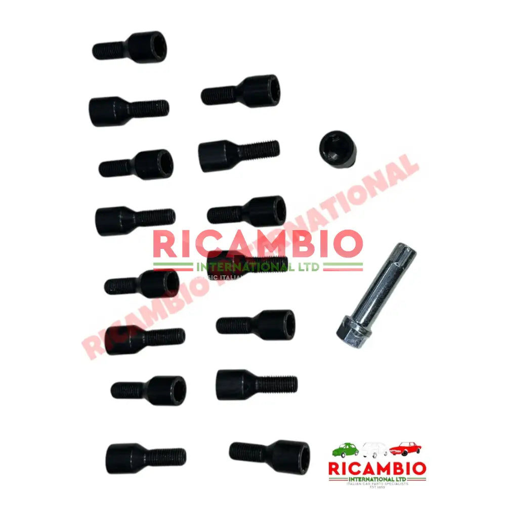Set of 16 Wheel Bolts (Black) - Classic Fiat 500 126 - wheel bolt