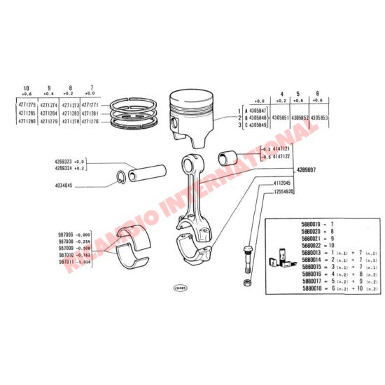 Set of Big End Con Rod Shells ( + /- 0.25mm Size) - Fiat 126 - Mechanical & Engine Parts