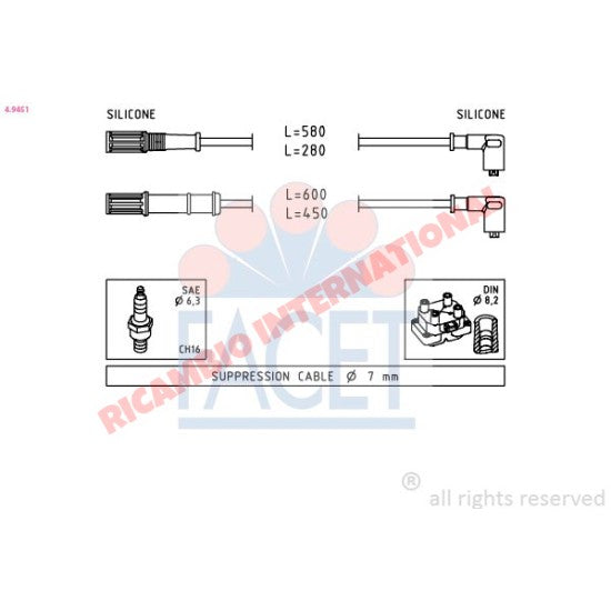 Set of Ignition/HT Leads - Fiat Punto MK2 Seicento,Classic Panda New Shape Panda Doblo - Ignition & Electronic Parts