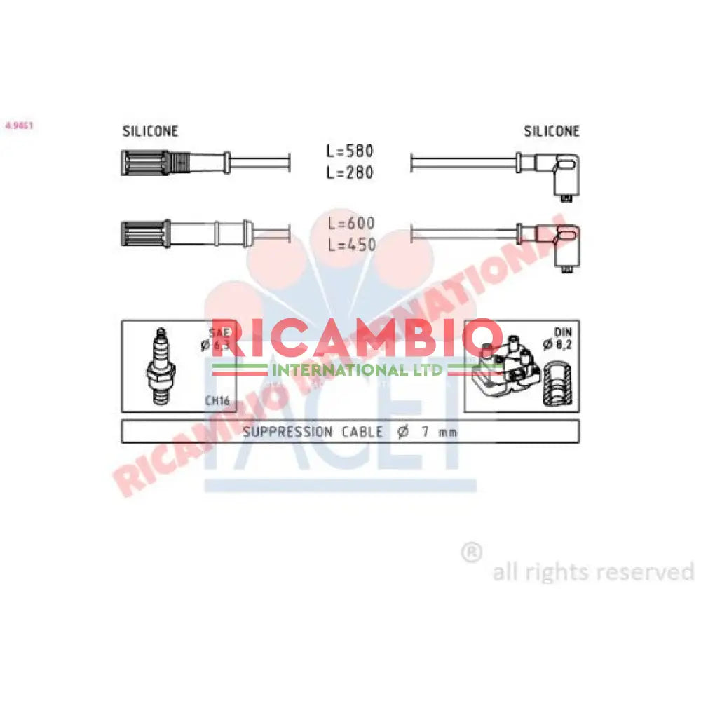 Set of Ignition/HT Leads - Fiat Punto MK2 Seicento,Classic Panda New Shape Panda Doblo - Ignition & Electronic Parts
