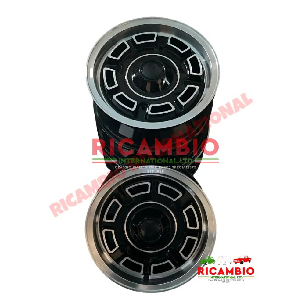 Set of ’LAMBO’ Alloy Wheels - Classic Fiat 500,126 - BLACK / ABARTH RED - Modifications