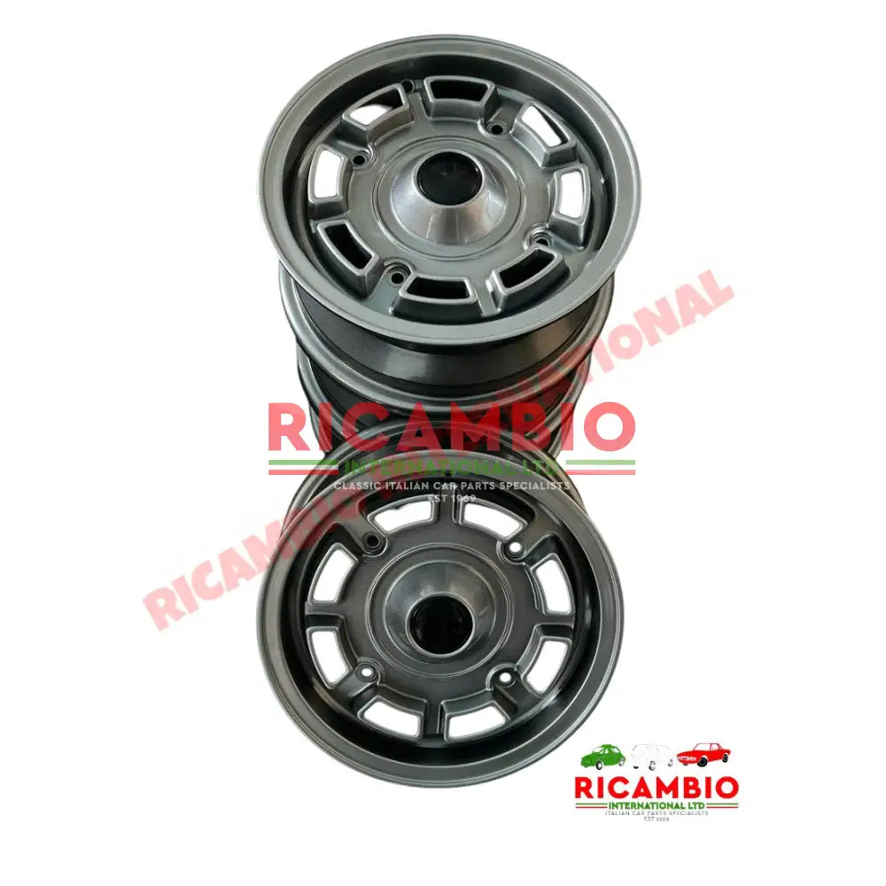 Set of ’LAMBO’ Alloy Wheels - Classic Fiat 500,126 - GRAPHITE / ABARTH RED - Modifications