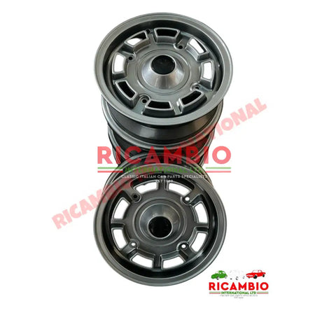 Set of ’LAMBO’ Alloy Wheels - Classic Fiat 500,126 - GRAPHITE / ABARTH RED - Modifications