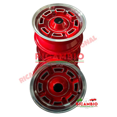 Set of ’LAMBO’ Alloy Wheels - Classic Fiat 500,126 - RED / ABARTH RED - Modifications