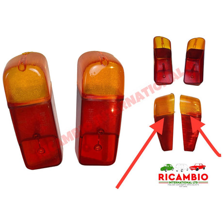 SHOP SOILED Pair of Rear Lamp Lens - Classic Fiat 500,600 - Lights - Lamps and Lenses