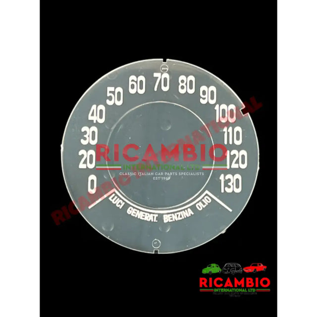 FLAT Speedo Front Speedometer Glass (130KM/H) - Classic Fiat 500 - Dashboard and Speedo Parts