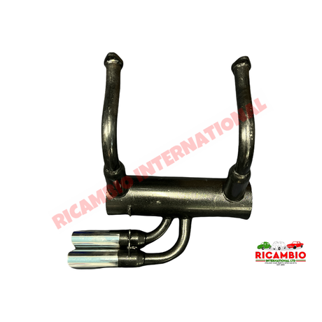 Sports Exhaust Chrome Twin Pipe - Classic Fiat 500 126 - Exhaust and Associated Parts