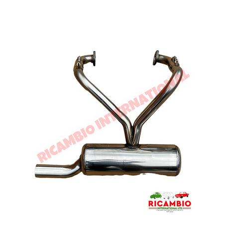 Stainless Steel Sports Exhaust (Large Single Pipe) & Gaskets - Classic Fiat 500 - 499cc Exhaust