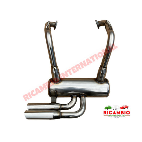 Stainless Steel Sports Exhaust (Large Twin Pipe) & Gaskets - Classic Fiat 500 - 499cc Exhaust