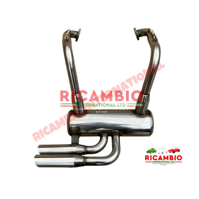 Stainless Steel Sports Exhaust (Large Twin Pipe) & Gaskets - Classic Fiat 500 - 499cc Exhaust
