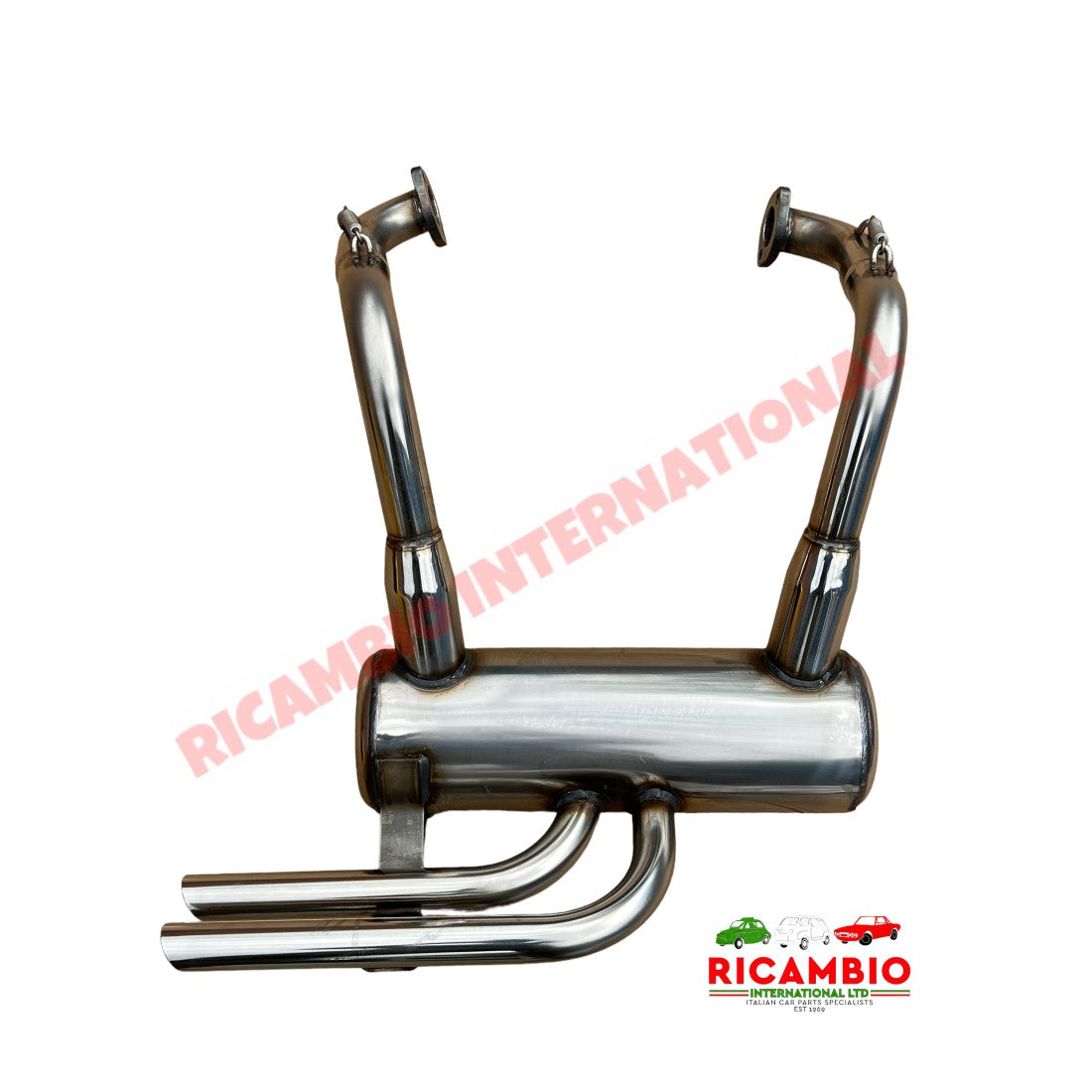 Stainless Steel Sports Exhaust (Record Monza) & Gaskets - Classic Fiat 500 - 499cc Exhaust