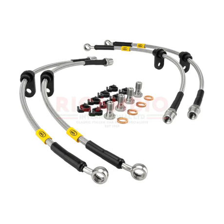 Stainless Steel & Teflon Braided Brake Hose Kit - Classic Fiat 500 126 - Stainless Steel - Uprated Brake Parts