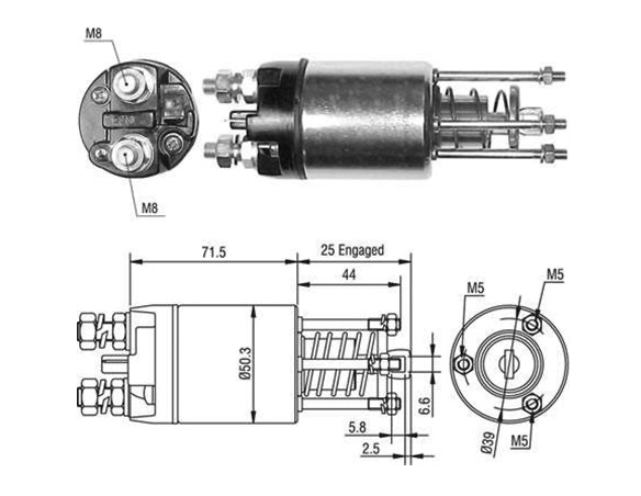 Starter Solenoid - Classic Fiat Panda,Uno,127,Cinquecento,Seicento Lancia/Autobianchi A112