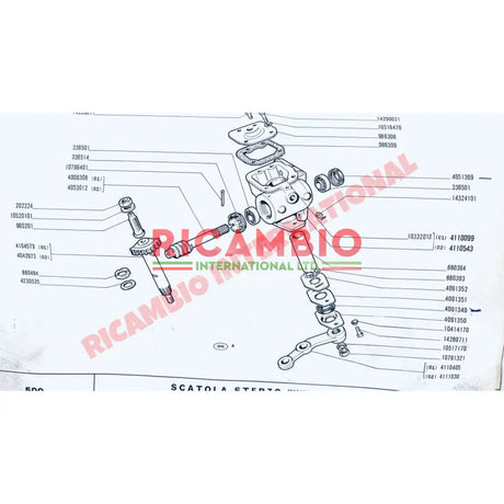 Steering Box Toothed Shaft - Classic Fiat 500 126 - Steering