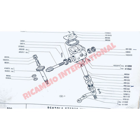 Steering Box Worm Spindle - Classic Fiat 500 126 - Steering