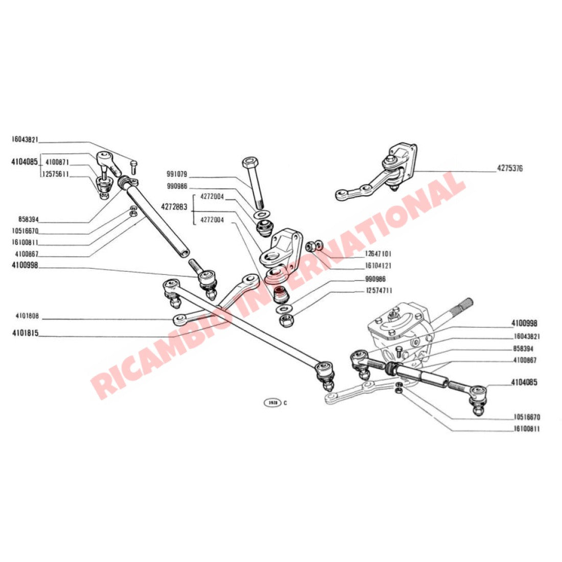 Steering Idler LHD Complete - Classic Fiat 500 126 600 850 - Steering