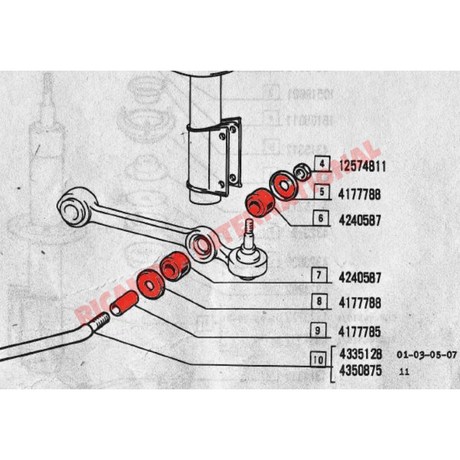 Sway Bar Bush Kit (2) - Fiat 127,128,131 Lancia/Autobianchi A112 - Rubber Parts