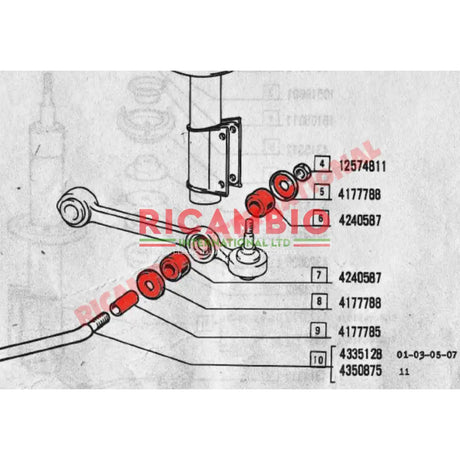 Sway Bar Bush Kit (2) - Fiat 127,128,131 Lancia/Autobianchi A112 - Rubber Parts