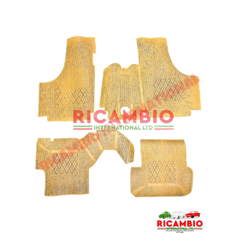 Tan/Ocra Rubber Mat Set (Budget) (4 piece) - Classic Fiat 500 - Rubber Mats