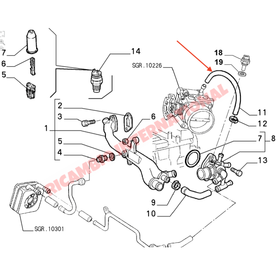 Thermostat Water Hose - Fiat Barchetta,Punto Mk2,Coupe,Stilo - Heating and Cooling