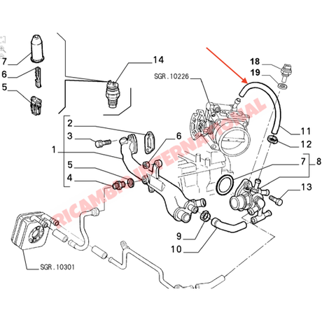Thermostat Water Hose - Fiat Barchetta,Punto Mk2,Coupe,Stilo - Heating and Cooling