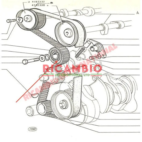 Timing Belt Tensioner Bearing & Carrier Complete - Fiat 130 - Engine Parts