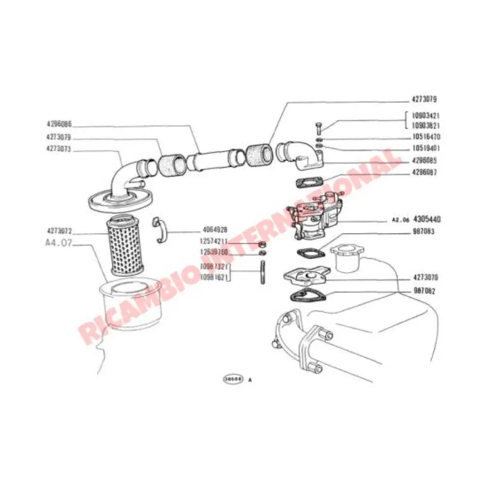 Top Carburettor Black Plastic Elbow & Gasket - Classic Fiat 500 126 - Classic Fiat 500 Parts & Spares