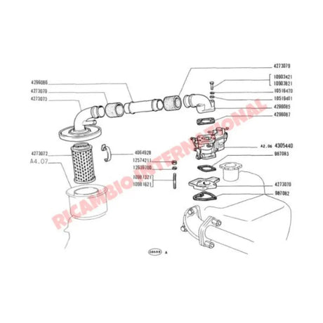 Top Carburettor Black Plastic Elbow & Gasket - Classic Fiat 500 126 - Classic Fiat 500 Parts & Spares