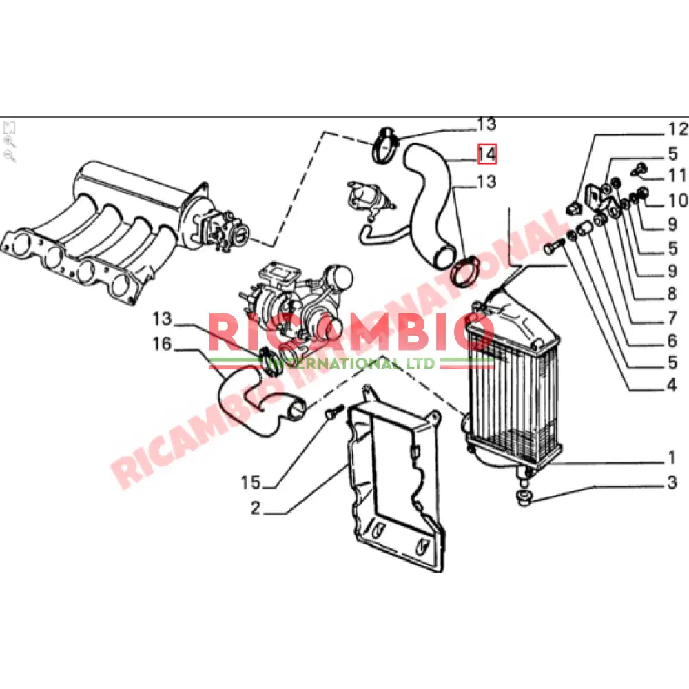 Top Intercooler Air Intake Hose - Lancia Delta Integrale - Fuel System