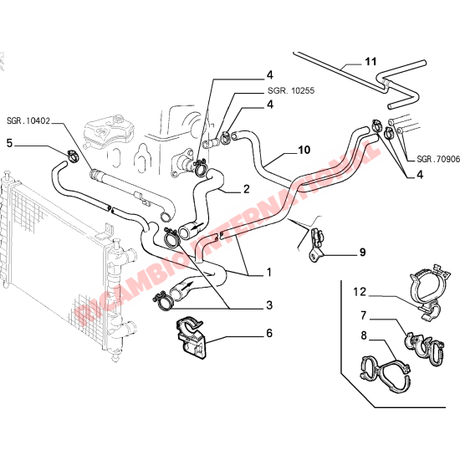 Top Radiator Hose - Classic Fiat Panda 1108cc MPi - Heating and Cooling