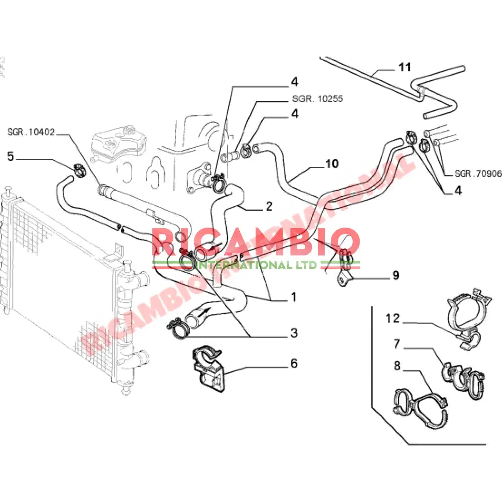 Top Radiator Hose - Classic Fiat Panda 1108cc MPi - Heating and Cooling