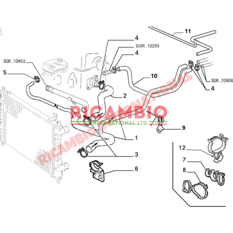 Top Radiator Hose - Classic Fiat Panda 1108cc MPi - Heating and Cooling