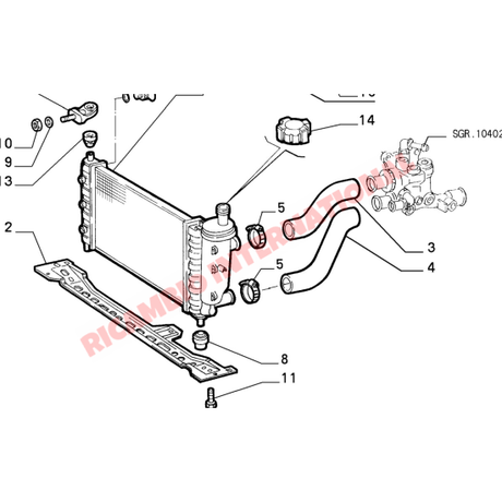 Top Radiator Hose - Fiat Bravo,Brava Marea