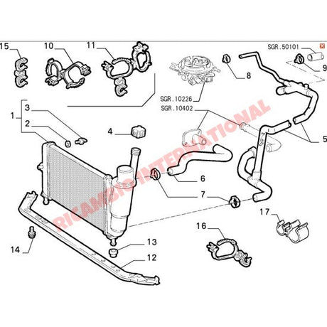 Top Radiator Hose - Fiat Punto MK1 - Heating and Cooling