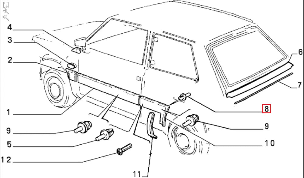 Trim Clip Kit (4) - Classic Fiat Panda,126,Cinquecento