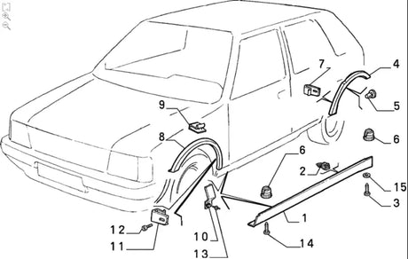 Trim Clip Kit (4) - Classic Fiat Panda,Uno,Punto MK1 plus many others