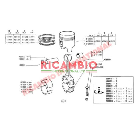 UPRATED Set of Big End Con Rod Shells (STD Size) - Classic Fiat 500,126 - Mechanical & Engine Parts