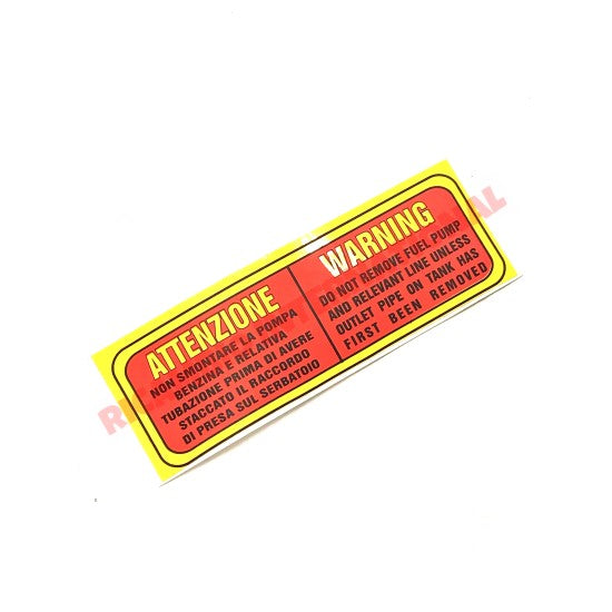 Warning Sticker - Classic Fiat 500 - Engine Bay Stickers