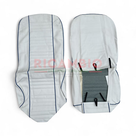 White with Blue Piping Seat Covers Set - Classic Fiat 500L - Seat Covers - Padding and Seat Spring