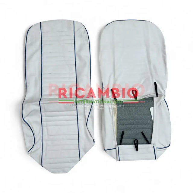 White with Blue Piping Seat Covers Set - Classic Fiat 500L - Seat Covers - Padding and Seat Spring