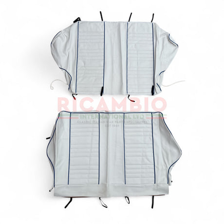 White with Blue Piping Seat Covers Set - Classic Fiat 500L - Seat Covers - Padding and Seat Spring