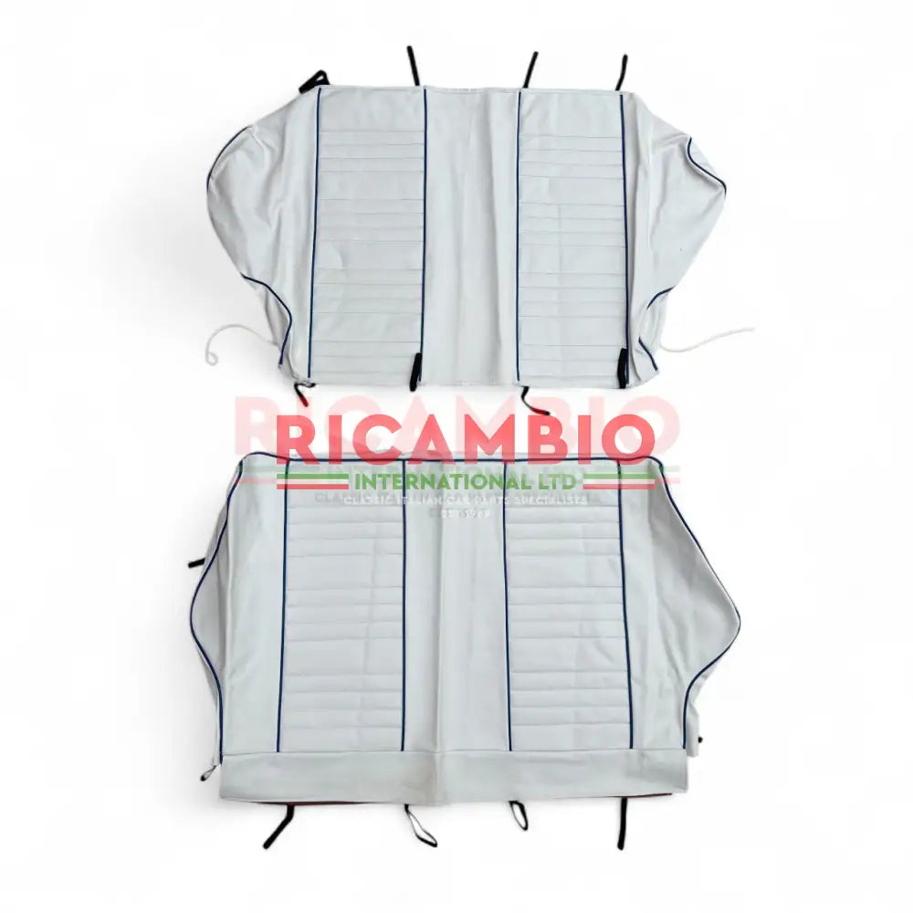 White with Blue Piping Seat Covers Set - Classic Fiat 500L - Seat Covers - Padding and Seat Spring