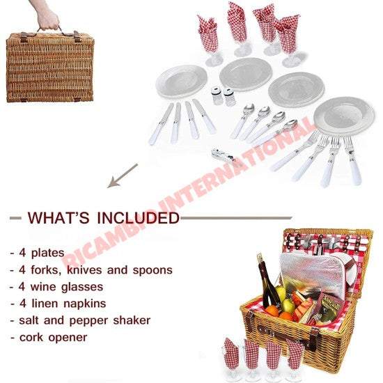 Wicker Picnic Hamper 4 Person - Classic Fiat 500 - Exterior Parts and Trim
