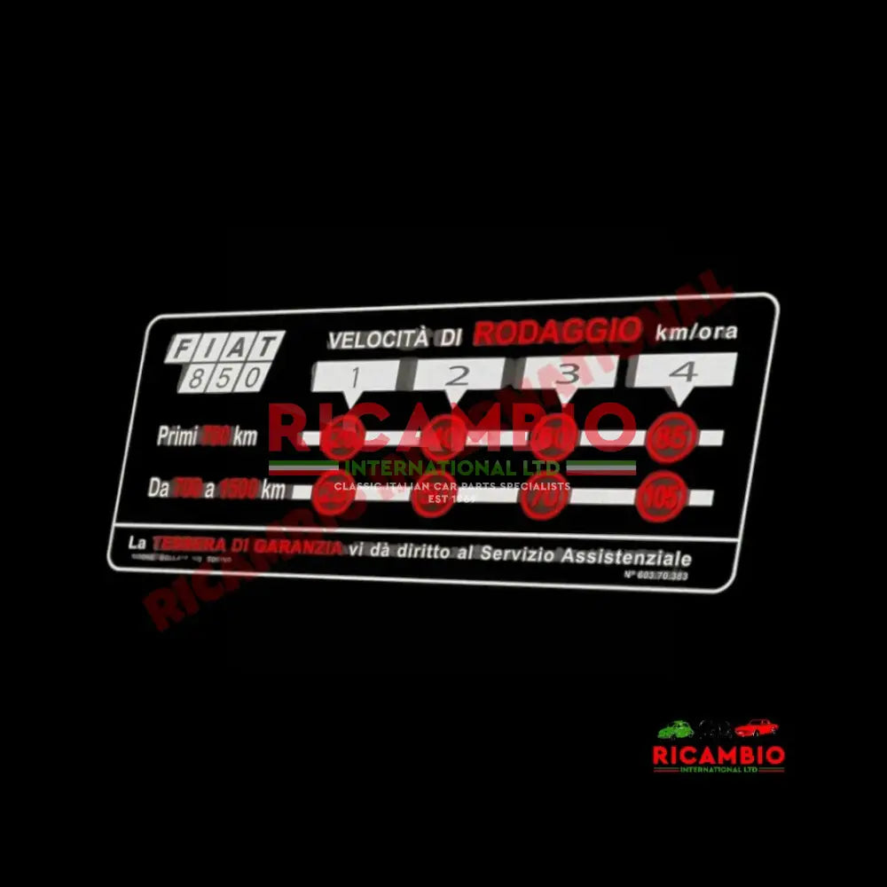 Windscreen ’Running In’ Sticker - Fiat 850
